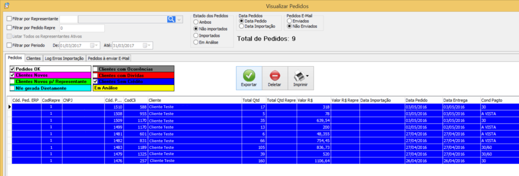 Visualizar os Pedidos Importados da Loja Virtual OpenCart