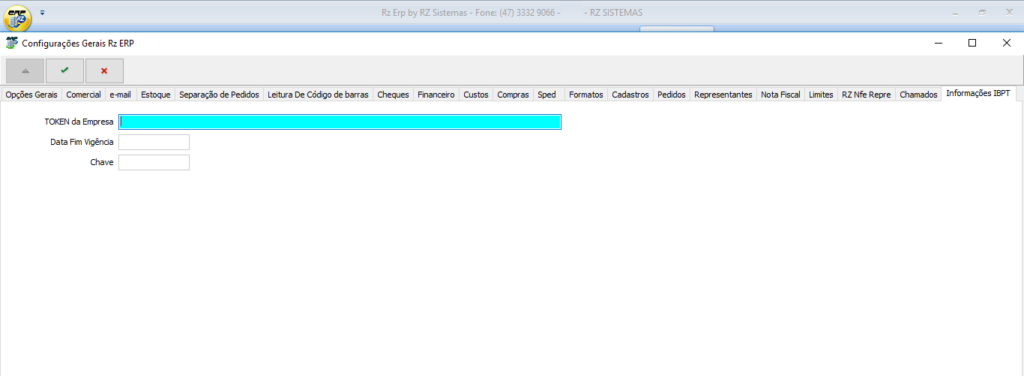 Configurações ERP